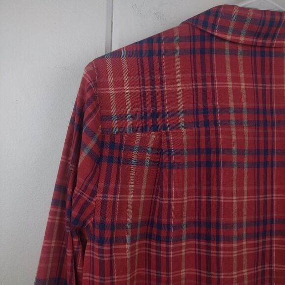 Kate Spade Plaid Button Down "Saturday" Red Cotton, Size - 6 - Picture 7 of 8